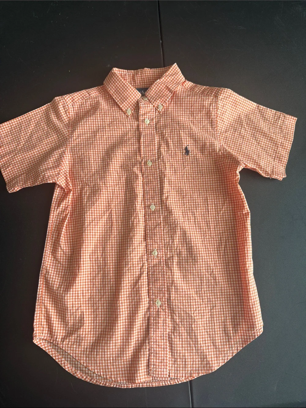 Kids Ralph Lauren Orange Gingham Short-Sleeve Button-Down Shirt